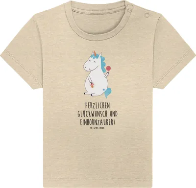 Produktbild von Mr. & Mrs. Panda Babyshirt Einhorn Baby 6. - 12. Monat - Natural Raw - Geschenk, Öko T-Shirt, Schnuller, Baumwolle Shirt, Party, , Unicorn, Einhörner, Geburtstag