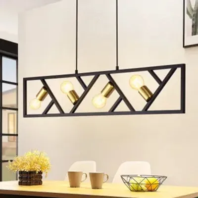 Zdjęcie produktu dla ZMH lampa wisząca stół jadalny czarny vintage industrialna lampa wisząca 4 płomienie E27 lampa wisząca metalowa do jadalni salon sypialnia kuchnia