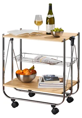 Produktbild von WENKO Küchen Wagen DELUXE Servier Regal Rollen Beistell Trolley zusammenklappbar