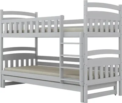 Zdjęcie produktu dla Łóżko piętrowe JULITA 180x90 białe drewniane trzyosobowe