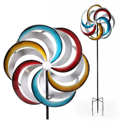 Produktbild von Windrad Garten Rainbow aus Metall, 213 cm, mit 4-er Erdspieß