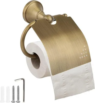 Obrázok produktu pre Antické držiaky na toaletný papier v zlatej farbe s mosadzným viečkom