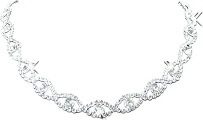 Produktbild von Frauen-Strass-Halskette, baumelnde Ohrringe, Braut- und Hochzeitsschmuck-Set