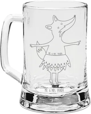 Produktbild von Mr. & Mrs. Panda Krug Fuchs Ballerina - Transparent - Geschenk, Füchse, Humpen, Bierhumpen, Glas Bierkrug, Party, Geburtstag, Glaskrug, Tanzen, Gravur