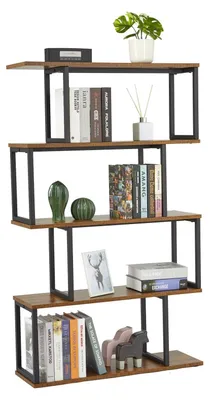 Zdjęcie produktu dla Półkowa regał w kształcie litery "S" z 4 półkami, wymiary: 74 x 24 x 128 cm