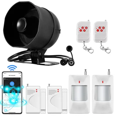 WLAN-Alarmanlage Set mit Sirene, Sensoren & Fernbedienung, schwarz