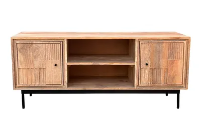Produktbild von SIT Möbel Lowboard | 2 Türen, 2 offene Fächer | Mango natur, Metallgestell schwarz | B 130 x T 40 x H 56 cm | 20015-01 | Serie SUNDARA