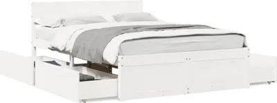 Image de vidaXL Lit en bois massif sans matelas Blanc 120x200 cm pin