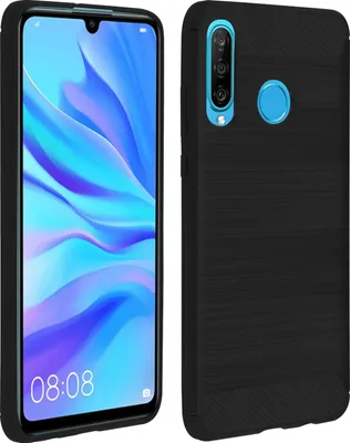 Immagine prodotto di Avizar, custodia protettiva in silicone per Huawei P30 Lite con look carbonio/alluminio, nero