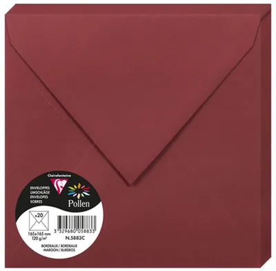 Immagine prodotto di Buste Clairefontaine bordeaux 165x165 mm, confezione da 20 pezzi