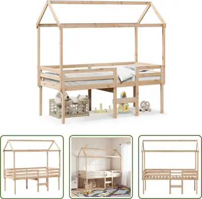 Obrázek produktu pro The Living Store Podkrovní postel se střechou 80x200 cm z masivního borovicového dřeva