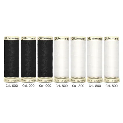 Produktbild von Gütermann Nähfaden-Set Allesnäher Schwarz & Weiß 7x100m