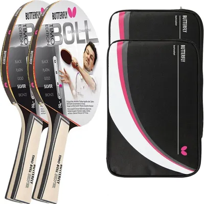 Produktbild von Butterfly 2x Timo Boll Silber 85015 Tischtennisschläger + 2x Tischtennishülle Drive Case II