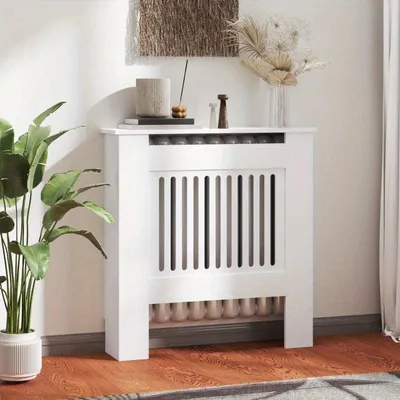 Zdjęcie produktu dla Obudowa grzejnika 78x19x81 cm – Biała, poziome żaluzje – Obudowa grzejnika zapewniająca optymalną cyrkulację powietrza