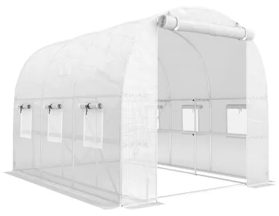 Produktbild von Gewächshaus ca. 2,7 x 2 x 2 m Foliengewächshaus mit Regalen Rollbar Reißverschlusstür 6 Netzfenster Stützstangen