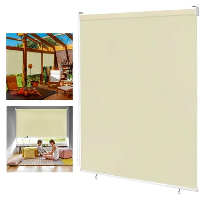 Produktbild von Außenrollo für Balkon - Senkrechtmarkise, Rollo zur Beschattung, Sichtschutzrollo, Außensonnenschutz, UV-Schutz (180 x 240 cm, Beige)