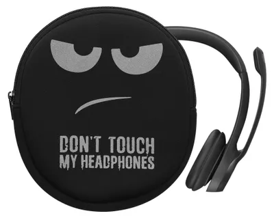 Produktbild von kwmobile Hülle kompatibel mit Logitech H390 Neopren Tasche - Case für Headset aus robustem Neopren Stoff - Weiß Schwarz Schwarz Don't touch my