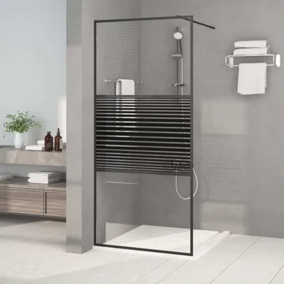 Image de Vidaxl begehete Duschwand 90x195 cm transparentes ESG-Glas schwarz