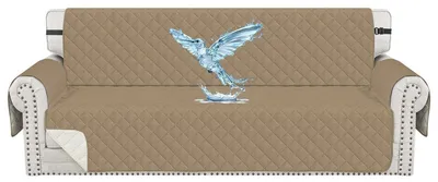 Productafbeelding van Waterdichte hoes voor een bank, geschikt voor 4 personen, lichtbruin, met armleuningen, krasbestendig, antislip, wasbaar