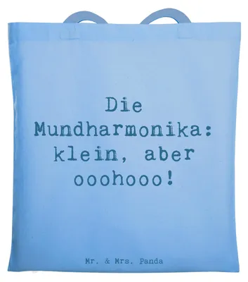 Produktbild von Mr. & Mrs. Panda Schultasche Spruch Mundharmonika Ohooo - Sky Blue - Geschenk, Tragetasche, Lernen, Musikgenre, Folklore, Tasche, Rockmusik, Musiker, Shopping, Tote Bag