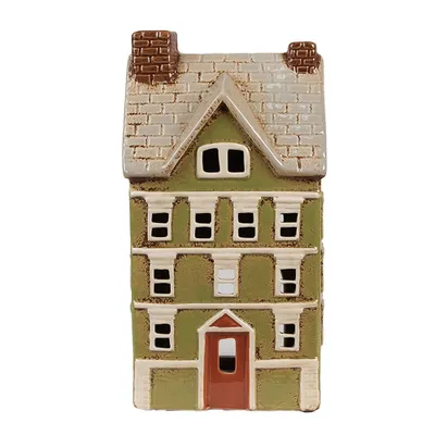 Produktbild von Clayre & Eef Teelichthalter Haus 14x10x26 cm Grün Beige Keramik