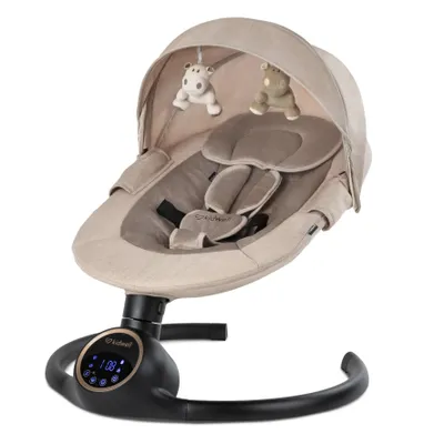 Produktbild von COIL Babywippe, Elektrisch Babyschaukel, Multifunktional Babywippe, 5 Schwungstufen, Bluetooth, Musik, 5-Punkt-Gurt, Tuya-Anwendung, Beige/Gold