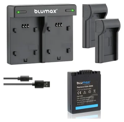 Produktbild von 1x Akku + Lader für Panasonic CGA-S006  CGR-S006E DMC-FZ50 FZ18 750 mAh 7,2V