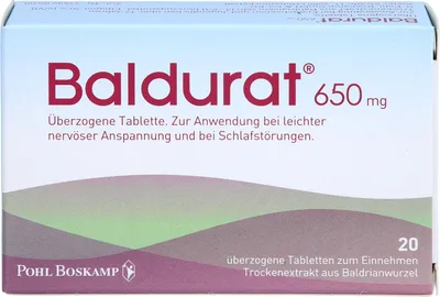 Productafbeelding van Baldurat 650 mg tabletten, voor lichte nervositeit en bij slaapproblemen, 20 tabletten