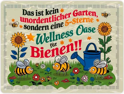 Produktbild von 5-Sterne Wellness Oase für Bienen Metallschild XL in 21x28 cm