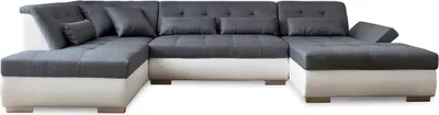 Image de Lisa Design Vermont - canapé panoramique d'angle gauche - 7 places - XXL , Blanc / Gris