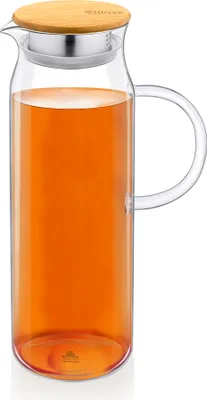 Image de Cruche Wilmax 1500 ml en verre thermo avec couvercle en bambou transparent WL-888208/A