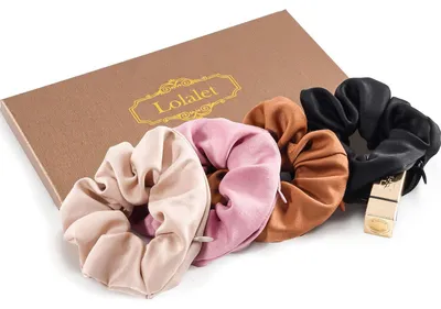Image de lot de 4 élastiques à cheveux Lolalet Scrunchies avec poches cachées - élastiques à cheveux pour femmes