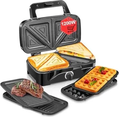 Produktbild von Waffeleisen 3-in-1 mit austauschbaren Platten