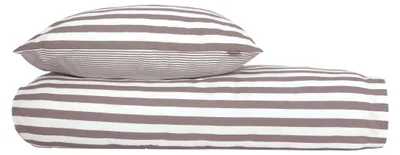 Produktbild von SCHIESSER Bettwäscheset Marie | Gestreift | Feinbiber | 2-teilig | 100% Baumwolle | Kuschelweich | YKK-Reißverschluss | 135x200 cm + 80x80 cm | Taupe