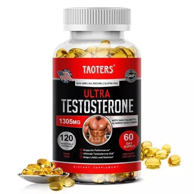 Produktbild von Ultra Testosterone 1305 mg (120 Kapseln) Nahrungsergänzungsmittel, Muskelaufbau, Männergesundheit, Energie, Ausdauer, Kraft, Libido