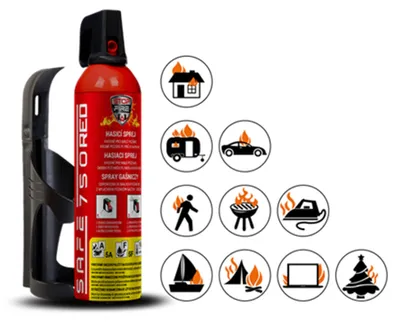 Obrázek produktu pro Hasicí sprej SAFE 750 RED 750ml pěnový + držák 75C