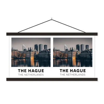 Produktbild von MuchoWow® Textilposter Niederlande - Den Haag - Architektur 60x30 cm mit schwarzem Rahmen - Textilien