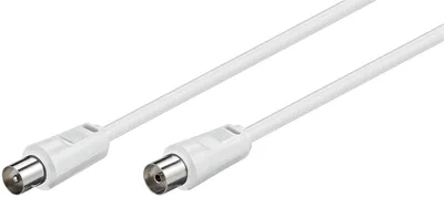 Imagen del producto de Goobay 27002, cable de antena (menos de 70 dB), doblemente blindado, 1.5 metros, blanco - Conector coaxial macho > Conector coaxial hembra
