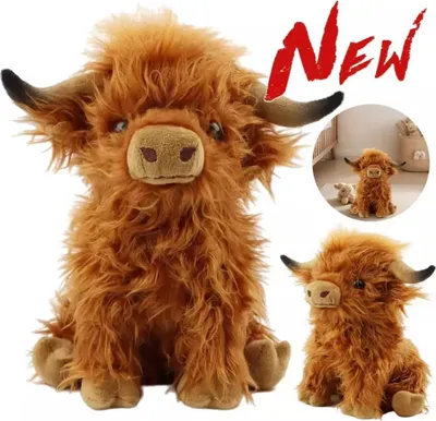 Produktbild von Kuscheliges Highland Cow Stofftier Teddy Plüsch Rinder Spielzeug für Kinder Geschenk