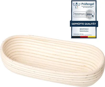 Produktbild von Neustanlo | Gärkörbchen Oval | Peddigrohr | für Teigmengen bis 1 kg | Maße 37x16 cm | gleichmäßige Gärkonditionen für perfekte Brotform