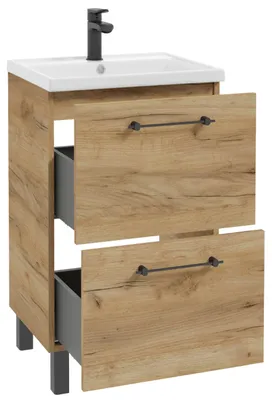 Obrázok produktu pre Kúpeľňová skrinka s umývadlom a 2 zásuvkami 60x80cm Stojaci dub Craft Cassandra