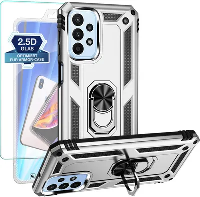 Produktbild von Armor Outdoor Hülle mit 9H Displayglas Displayschutz für Samsung Galaxy A23 5G – Farbe: Silber