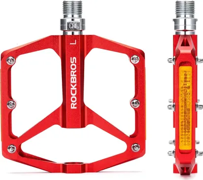 Immagine prodotto di ROCKBROS pedali per bicicletta con catarifrangenti Pedali a piattaforma, 9/16 pollici, in alluminio, rosso