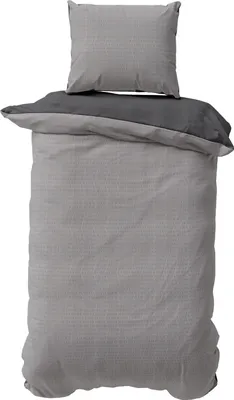 A folded duvet cover and pillowcase set.