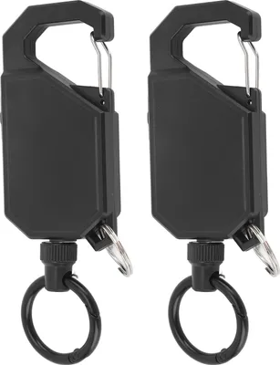 Productafbeelding van 2 stuks, geschikt voor buitengebruik, duurzame en intrekbare sleutelhanger met karabijnhaak, ideaal voor visgerei, sleutels, werkdocumenten