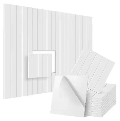 Obrázek produktu pro Plstěná nástěnka 120 x 90 cm, balení 12 kus?, alternativa korkové nástěnky se 70 samolepicími podlo?kami, nástěnka pro vizitky, nástěnka s fotkami a nástěnka na poznámky do kancelá?e, dětského pokoje a ?koly (studeně bílá)