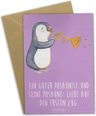 Produktbild von Mr. & Mrs. Panda babykarte Posaune Liebe - Lavendeltraum - Geschenk, Musikerspruch, einladungskarten, Lernen, weihnachtskarten, hochzeitskarten, Instrument, Musikerwitz