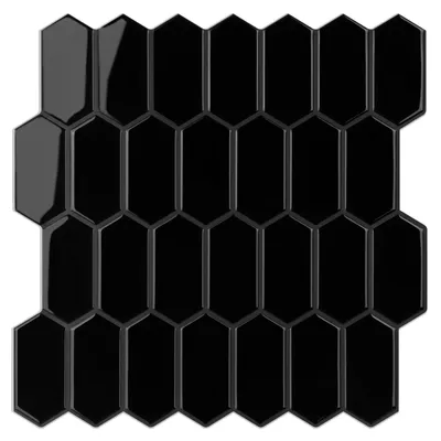 Productafbeelding van Elzusha - Zwarte Lange Hexagon Peel and Stick Wandtegels 10 Stuks