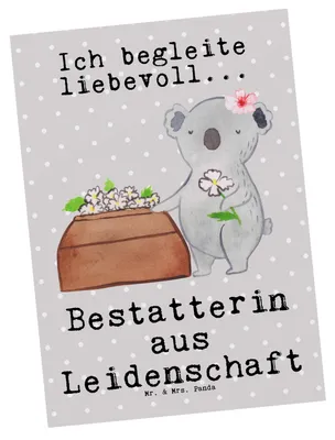 Produktbild von Mr. & Mrs. Panda Postkarte Bestatterin Leidenschaft - Grau Pastell - Geschenk, Ansichtskarten, Grußkarte, bildkarte, Ansichtskarte, Postkarten