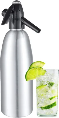 Obrázek produktu pro Přístroj na výrobu sodovky – přenosný sifon – 1 l – hliník – pro sycené nápoje a koktejly – stříbrný